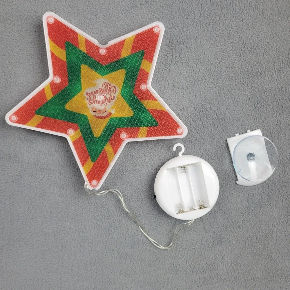 Merry Christmas Star Hanging Window‎ Ornament LED Lighted Holiday Decor